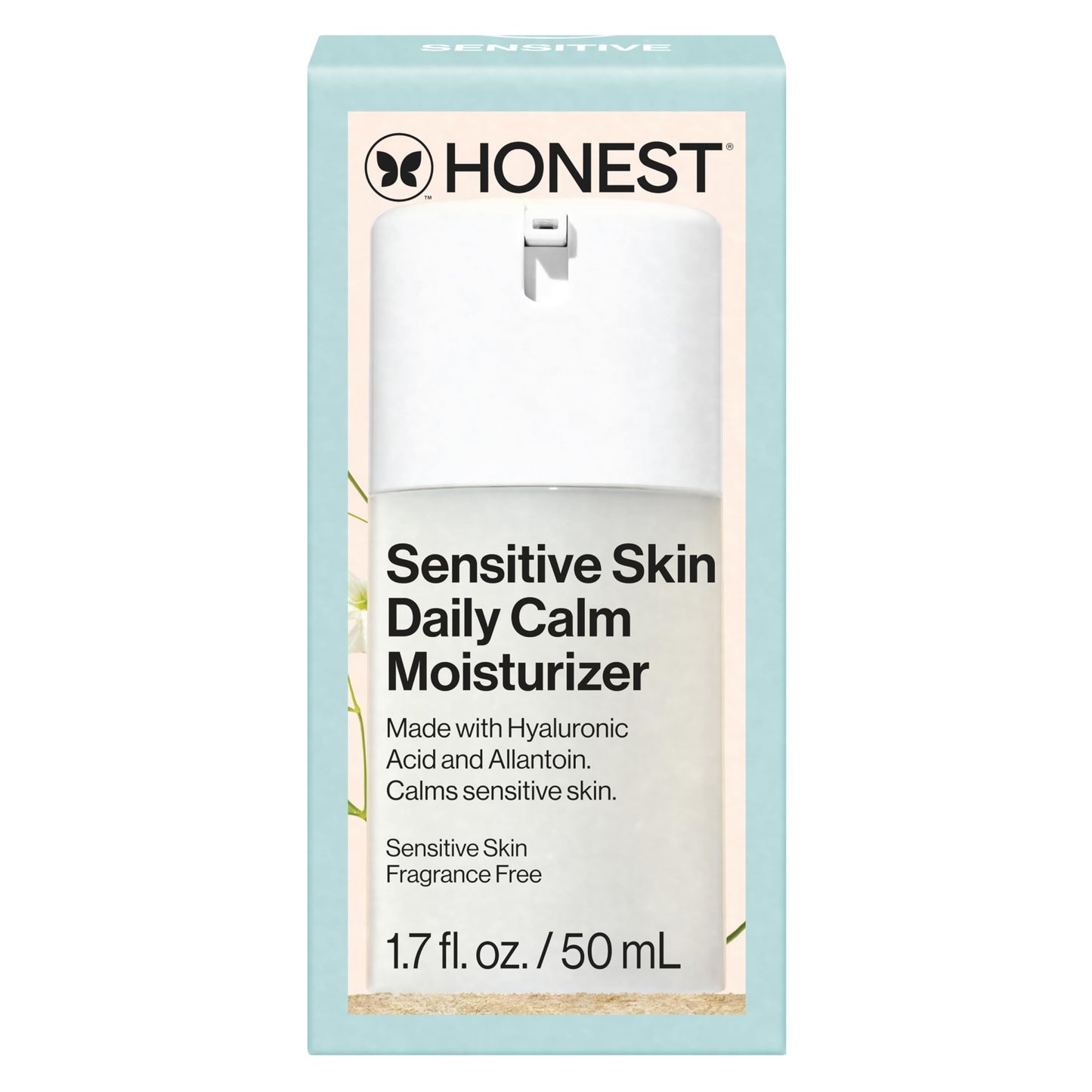 Honest Beauty Sensitive Skin Daily Calm Lightweight Moisturizer | Reduces Redness, Hydrates, + Calms Skin | Hypoallergenic, Fragrance Free, Vegan | 1.7 fl oz