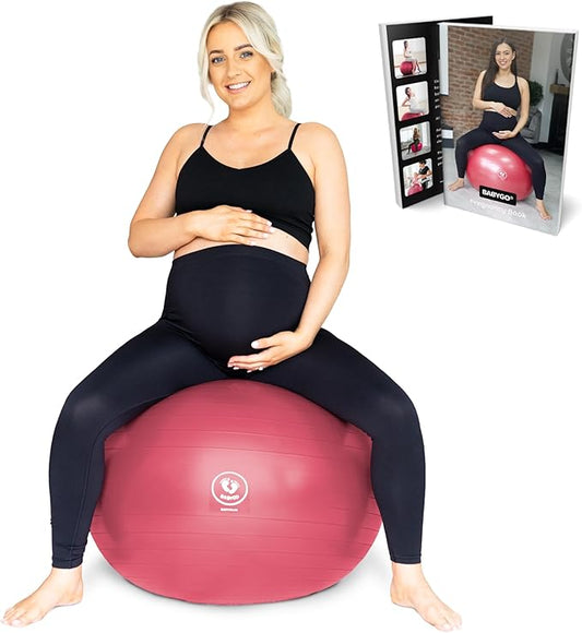 BABYGO Birthing Ball - Pregnancy Yoga Labor & Exercise Ball & Book Set Trimester Targeting, Maternity Physio, Birth & Recovery Plan Included Anti Burst Eco Friendly