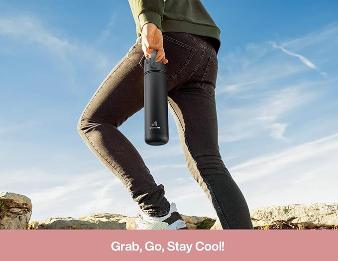 26 oz Insulated Water Bottle with 2-in-1 Straw and Spout Lid, Keep Cold 24H, Leak-Proof, Fits in Car Cup Holder, Stainless Steel Water Bottle for Sports, Travel, and School (Sweetheart Bow)