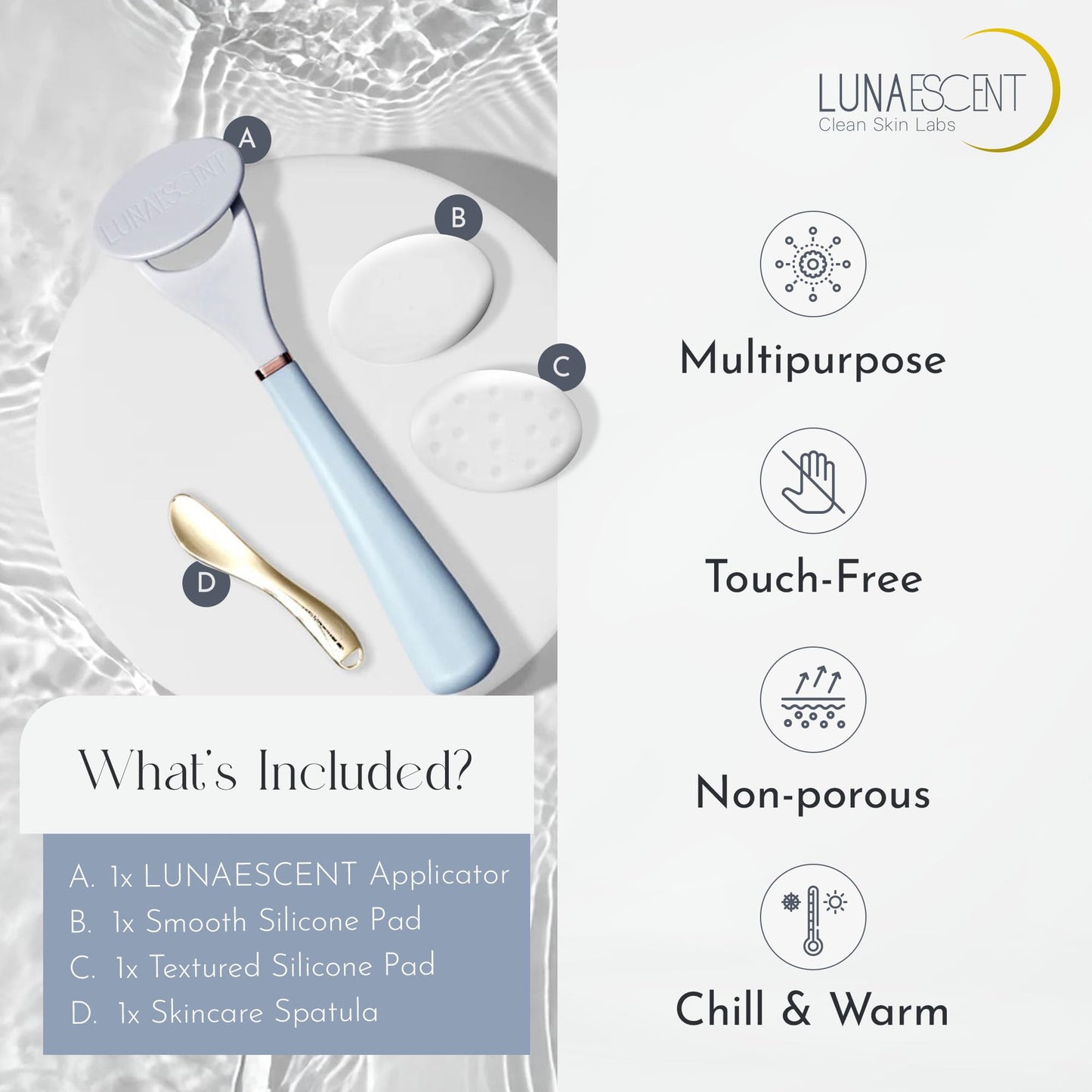 Serum Applicator for Face Meadow Green Reusable Skincare Applicator Serums, Oils, Medicated Ointments, Sunscreen, Makeup, Face Cream Applicator, Cooling & Warming Face Massager Tool by LUNAESCENT