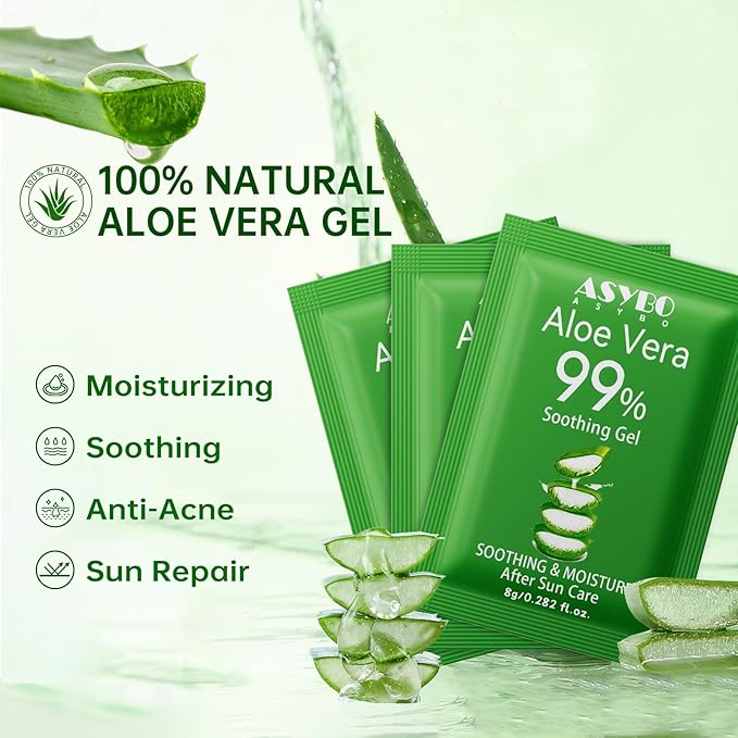 30 Pack Natural Aloe Vera Gel -99% Pure Moisturizing Aloe Vera, Soothing and Hydrating, Sunburn and Scar Repair, Portable Travel Size, After Sun Care for Face Body Hair