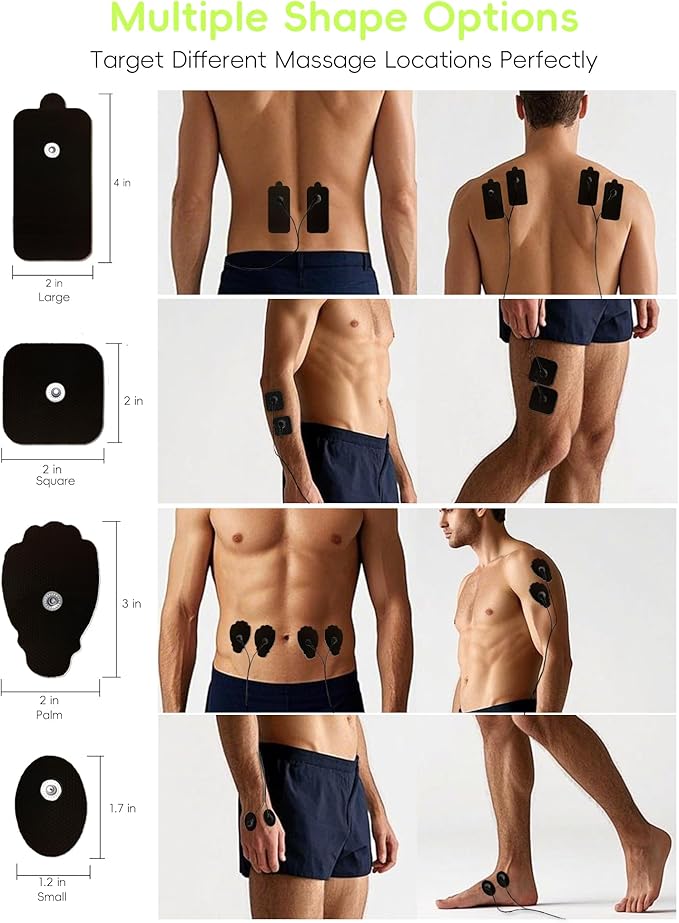 20 Pack TENS Unit Electrode Pads with Wire Cable Combination Set. Reusable Premium Hydrogel Self-Adhesive TENS Unit Replacement Pads, Compatible with Belifu, AVCOO, NURSAL, TENS 7000, AUVON, Neocarbon