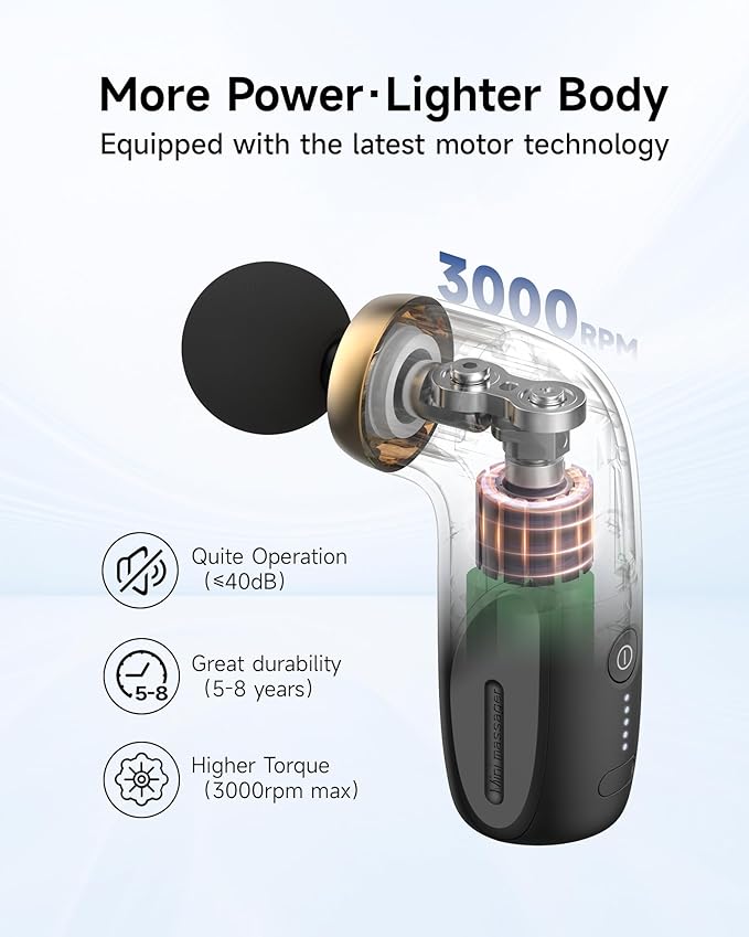 A1 Super Mini Massage Gun, Percussion Deep Tissues Muscle Massager, Travel Massage Gun, Compact Sports Massager, Portable Handheld Massager for Office Gifts for Him/Her, Home, Athletes(Black)