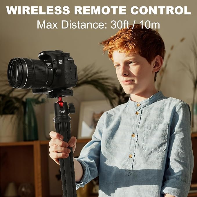 Camera Tripod, Famall Flexible Tripod Stand for Phone with Cold Shoe Phone Mount for iPhone Canon Nikon Sony Cameras