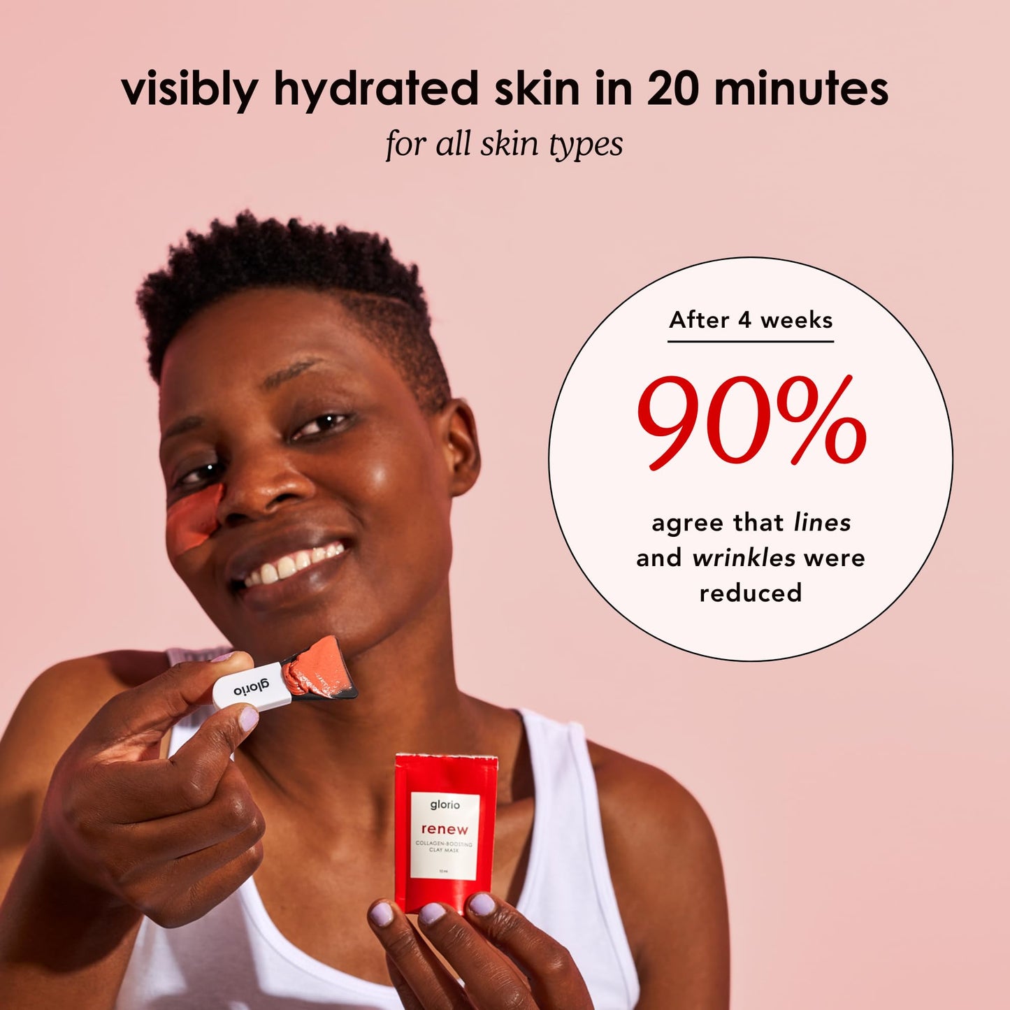 Glorio RENEW: 8 Collagen Boosting Clay Face Mask Treatments - Rare Red Clay - 8 Week Beauty Gift Set - Reduce Lines & Wrinkles - Retinol, Hyaluronic Acid, Facial Skin Care, Self Care, Skincare Women