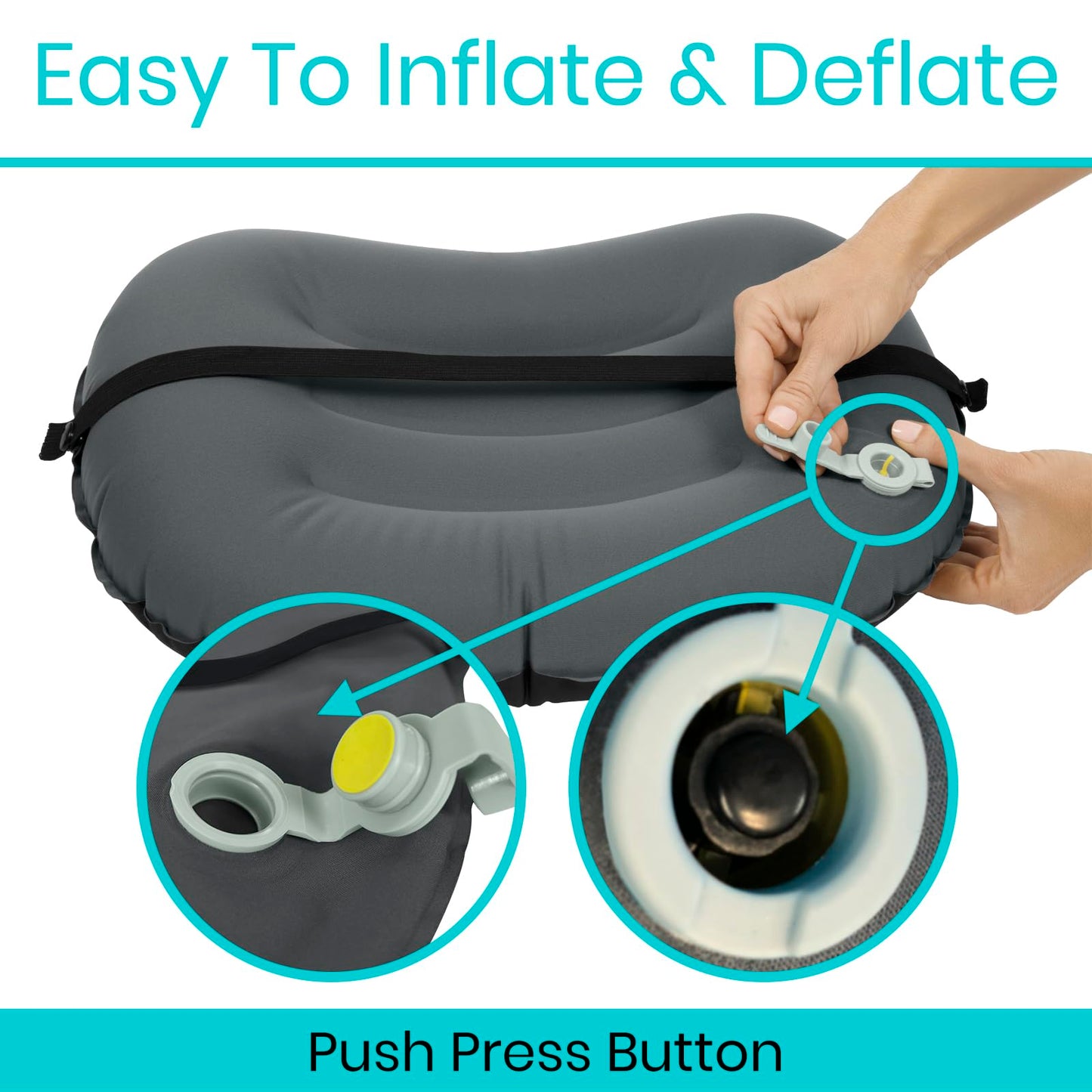 Vive Inflatable Lumbar Pillow - Cushion for Airplane Seat Travel Support - Lower Back Cushion for Car, Office Chair - Adjustable Firm Air Neck Pain, Sciatica Relief - Compact Portable Camping Headrest