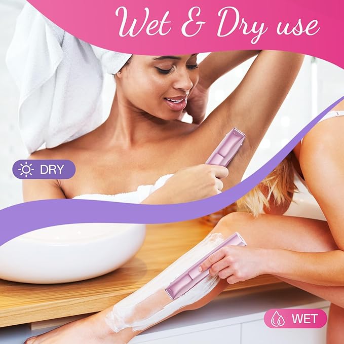 Bikini Trimmer for Women 2 in 1 Electric Razor for Women Face - Wet and Dry Electric Lady Shaver, Smooth Facial Hair Remover and Body Hair Trimmer for Bikini Leg Underarm Face Private Area, Pink