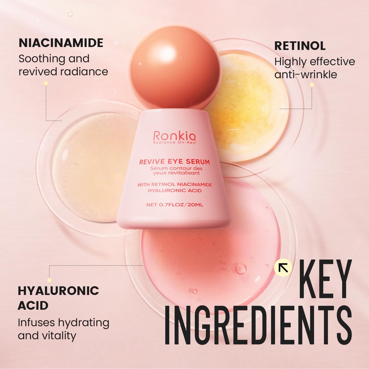 Retinol Eye Cream for Dark Circles: Revive Eye Serum for Anti-Aging - Reduces Fine Lines and Puffy Eyes for Women Day and Night Use 0.7 fl. oz