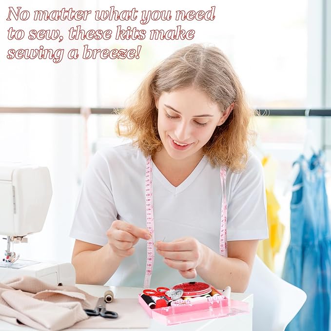 Knitgrip 24 Pack Small Sewing Kit Bulk Emergency Sewing Kit Mini Storage Box with Threads Scissors Needles for Home Travel Beginner