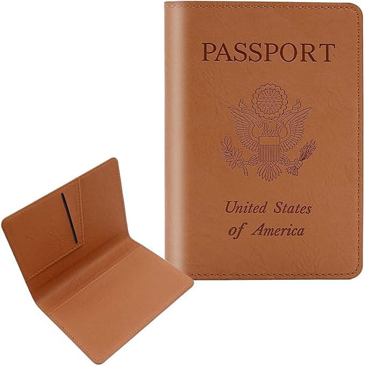 Cnycmy Passport Holder for Travel–Slim Travel Organizer for Passport, RFID Blocking,Boarding Pass, Credit Cards | Vegan Leather & Anti-Theft Design (Brown5)