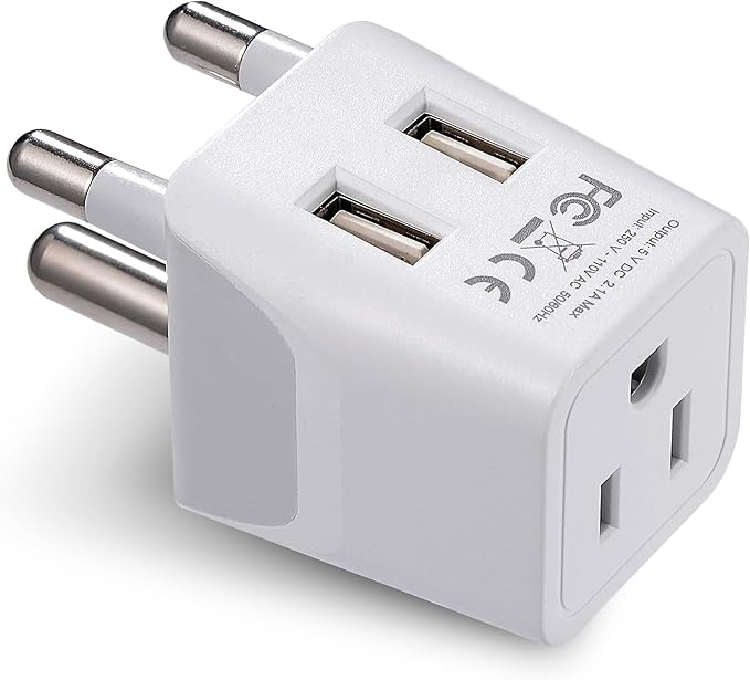 Ceptics South Africa, Botswana Travel Adapter Plug With Dual USB + USA Input - Type M - Ultra Compact - Safe Grounded Perfect for Cell Phones, Laptops, Camera Chargers and More (CTU-10L)
