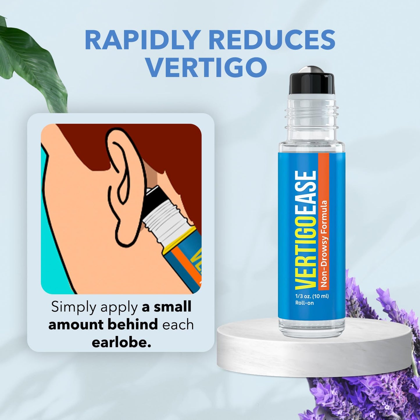 Basic Vigor Vertigo Ease Roll-On (10ml) - Natural & Fast-Acting Vertigo and Dizziness Support with Lavender, Ginger, Frankincense & Essential Oils - Combat Travel Sickness