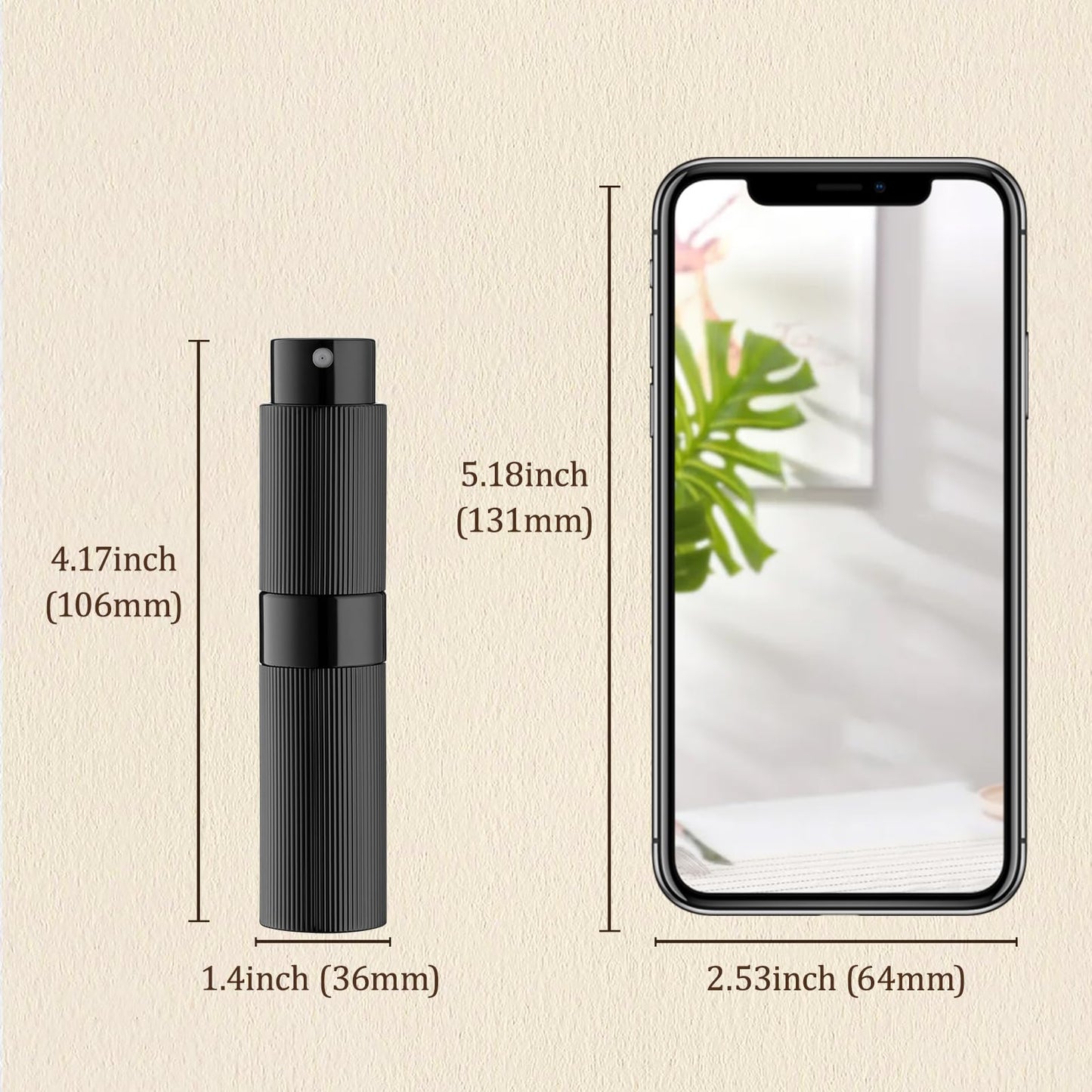 LISAPACK 8ml Perfume Atomizer Spray Bottle, 1pcs Travel Cologne Sprayer Refillable, Empty Mini Portable Perfume Dispenser (Black)