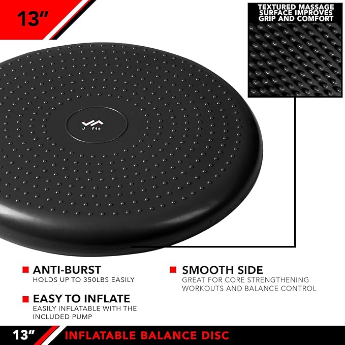 JFIT Inflatable Balance and Stability Disc, Black, 13-Inch