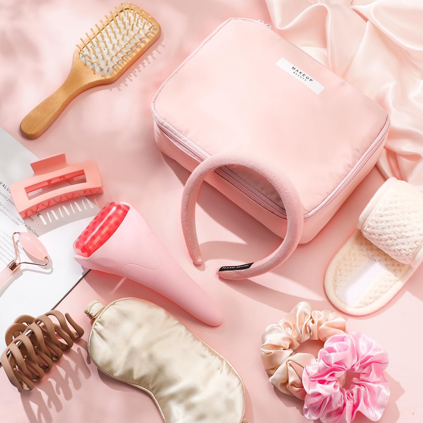 Sawysine 11 Pcs Pink Gift Box for Women Christmas Pink Birthday Basket Gifts Travel for Xmas Valentines Aesthetic Bags Makeup and Skin Care Spa Kit Mom Teacher Girlfriend