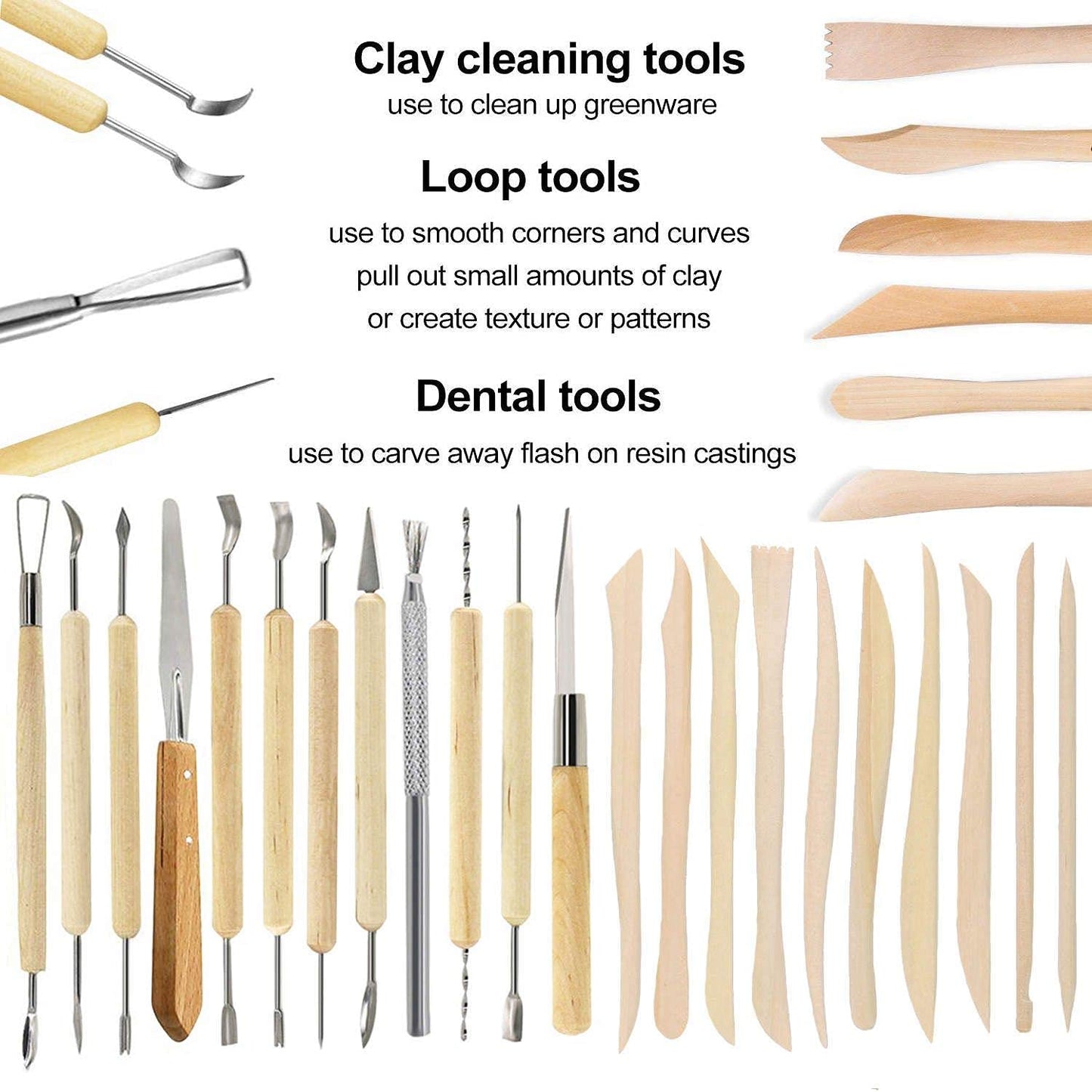 Augernis 57PCS Ceramic Clay Tools Set with Plastic Case Modeling Pottery Sculpting Tools Kits for Beginners Professionals Kids After School Ceramics Classes