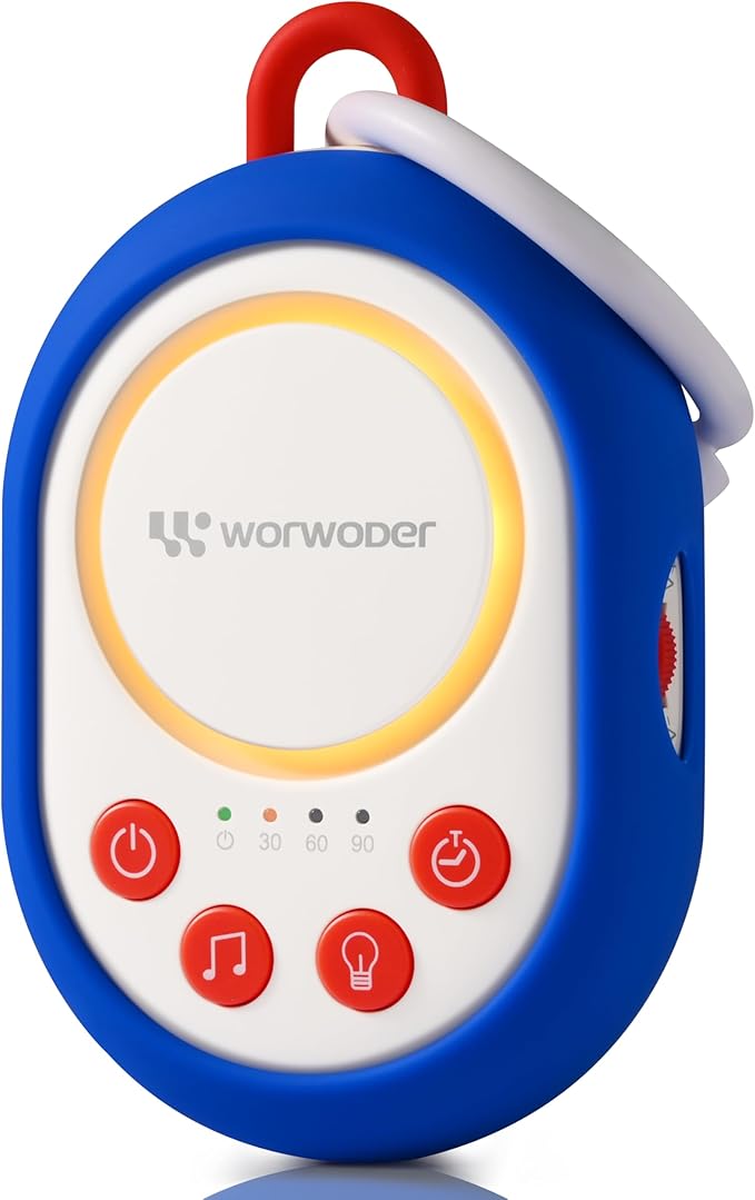 2025 Mom's Choice Awards | White Noise Sound Machine Baby with Night Light, 20 Soothing Sounds, 22 Hours Battery Life, Travel, Registry Gift, Shower, Clips on Baby Stroller (Blue)