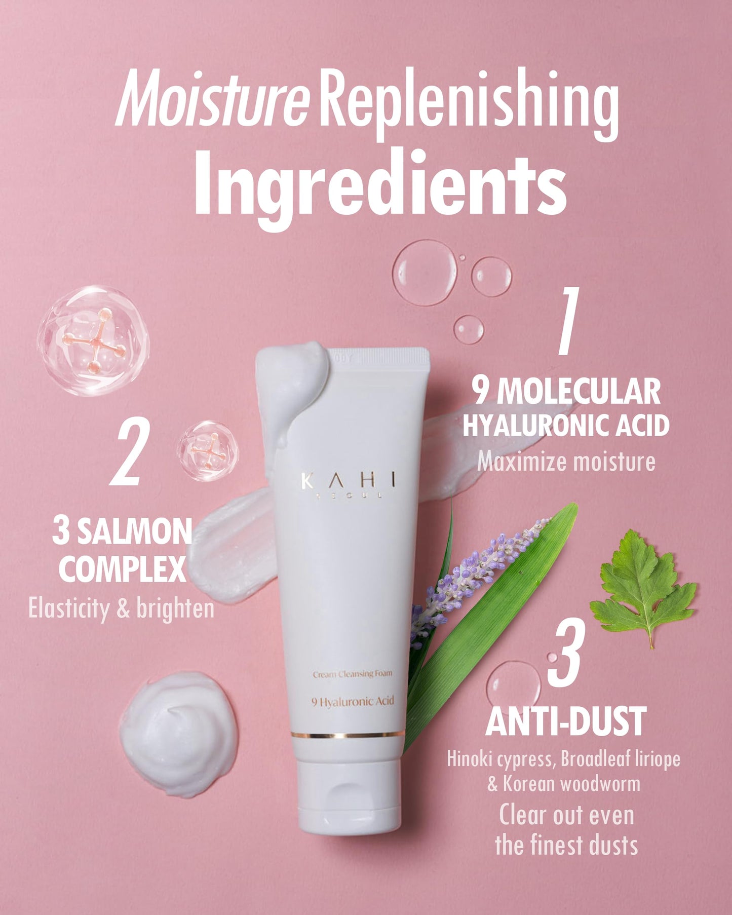 KAHI Cream Foaming Cleanser Face Wash | Hydrating Cream to Foam Cleanser for Oily Skin & Combination Face Care | Gentle Face Cleanser w/Collagen K Beauty Foaming Face Wash 2.70 fl oz