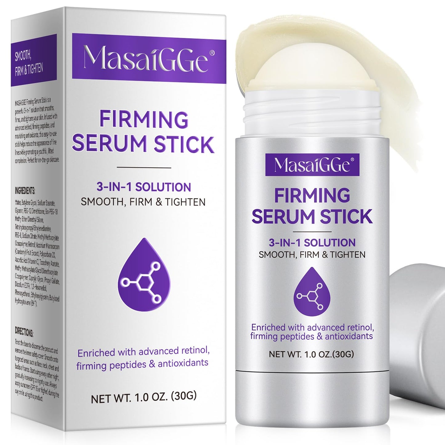 Firming Serum Stick with Retinol, Firming Stick for Face and Neck for Deep Wrinkles, Retinol Skin Booster Serum Stick, Skin Tight, Lifting Sagging Skin,Anti Aging,Reduce Wrinkles & Fine Lines, Nourish