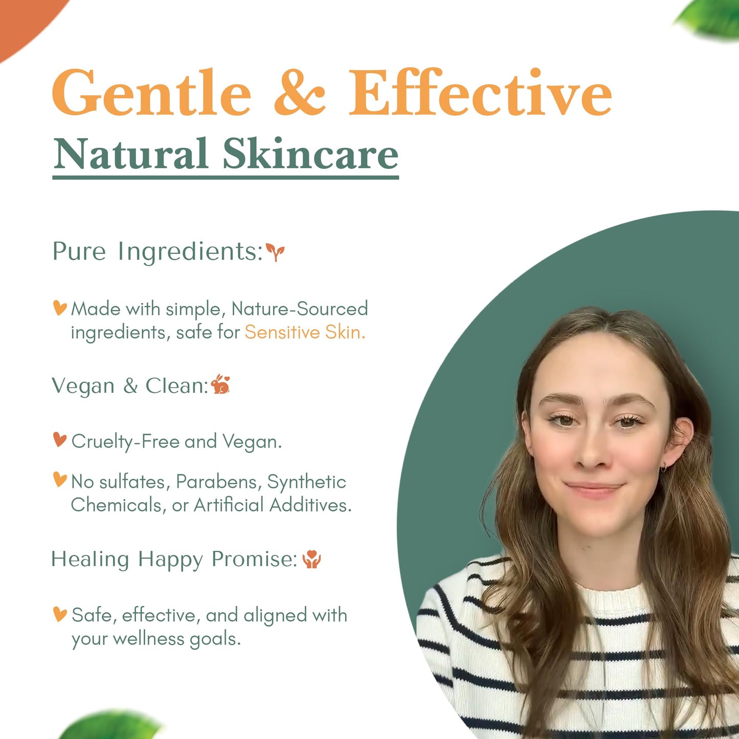 Healing Happy Method – Natural Skincare Trial Kit | 15ml Cleanser, Toner & Moisturizer + Face Brush & Gua Sha | Compact Facial Gift Set for Travel & Self-Care