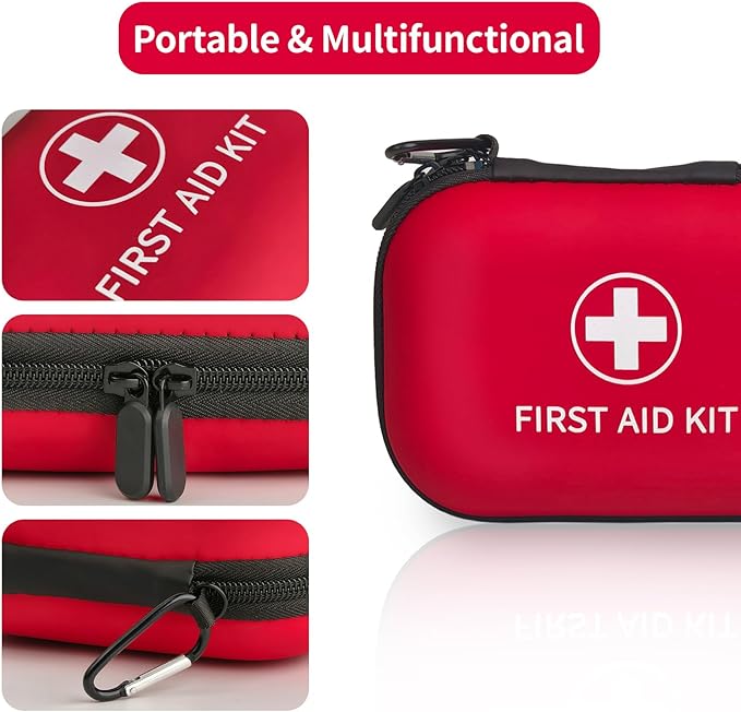 138 Pcs Mini First Aid Kit Travel Size, TSA Approved Small First Aid Kit for Car, Hiking & Home, Compact Travel Medicine Kit, Med Kit