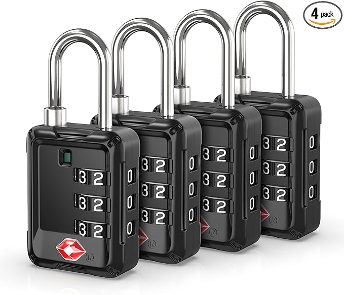 Joyway Luggage Locks TSA Approved, Travel Lock with Zinc Alloy Body, Open Alert, Easy Read Dials, for Travel Suitcase, Bag, Backpack, Tent, Fence, Lockers