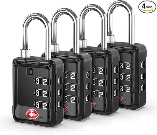 Joyway Luggage Locks TSA Approved, Travel Lock with Zinc Alloy Body, Open Alert, Easy Read Dials, for Travel Suitcase, Bag, Backpack, Tent, Fence, Lockers