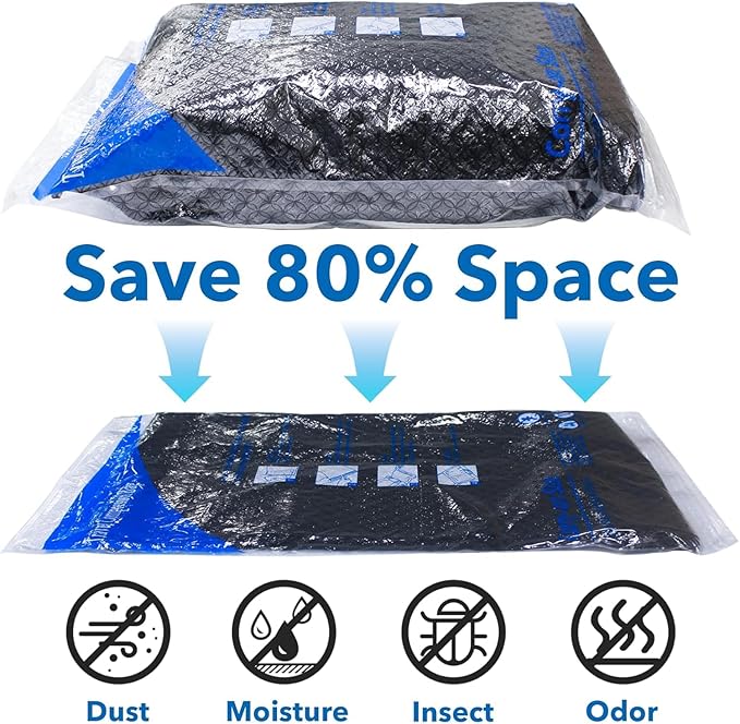 32 Pack Vacuum Storage Bags, Space Saver Vacuum Storage Bags, Vacuum Seal Bags for Clothing, Clothes, Bedding,Comforters and Blankets