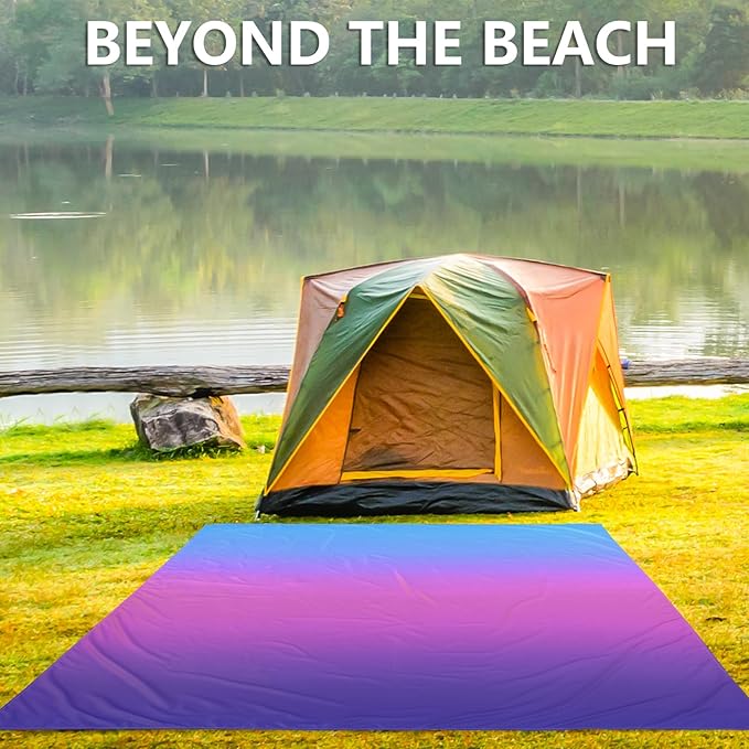 AISPARKY Beach Blanket Waterproof Sandproof Extra Large Beach Mat 79" X 83"/120"x108" for 2-8 Adults Quick Drying Durable Outdoor Picnic Mat for Travel, Camping, Hiking