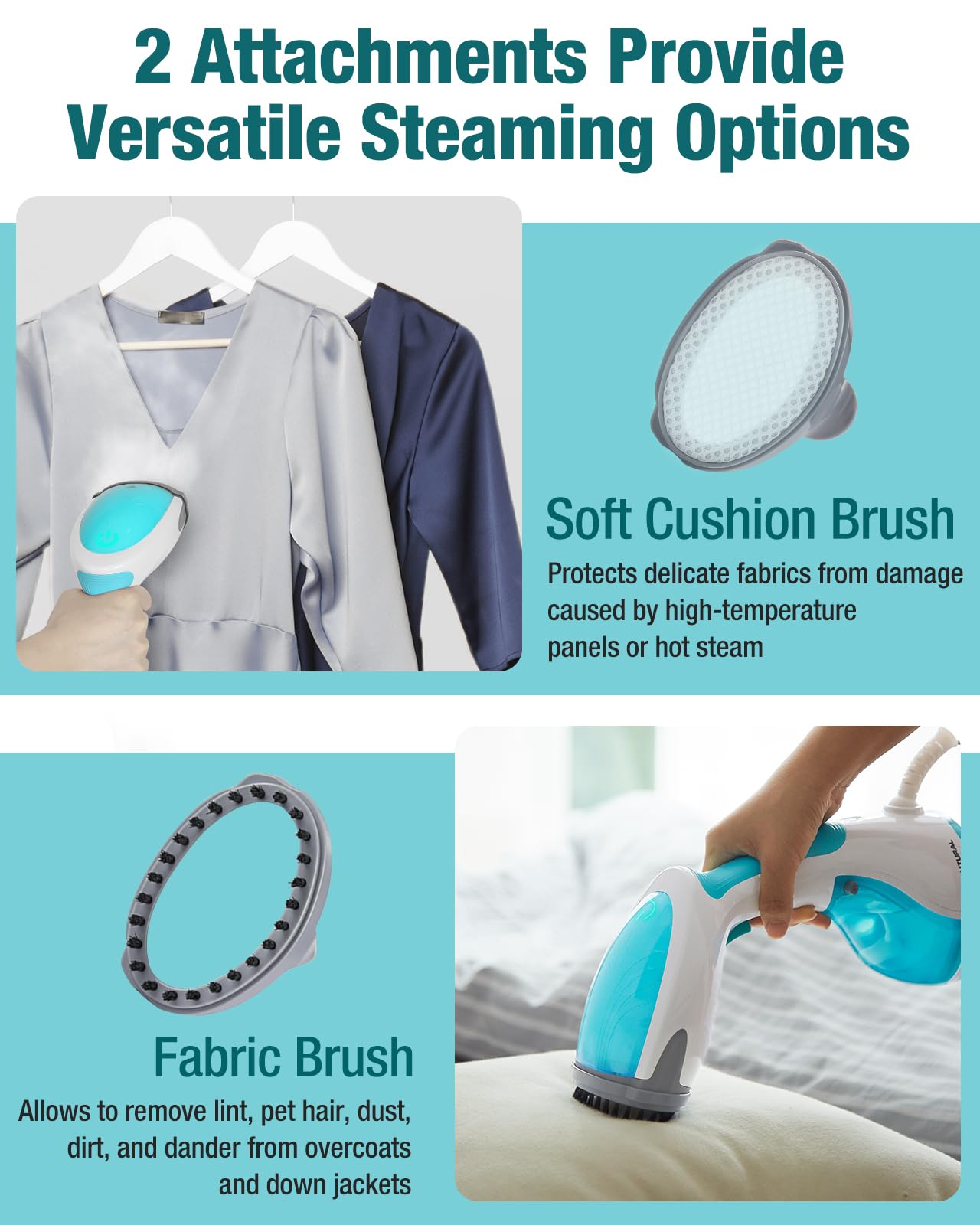 BEAUTURAL Steamer for Clothes, Portable Handheld Garment Fabric Wrinkles Remover, 30-Second Fast Heat-up, Auto-Off, Large Detachable Water Tank