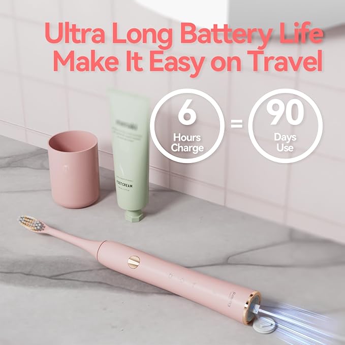 KIWIBIRD Sonic Electric Toothbrush – K1 MINI Slim & Lightweight (85g), 90-Day Battery, with Travel Case & Leather Pouch, IPX7 Waterproof, for Adults & Teens, Ideal for Travel & Sensitive Teeth (White)