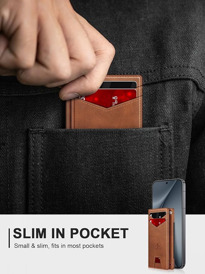 Wallet for Men Slim Leather Wallets for 9-13 Cards, RFID Blocking Thin Card Holder Wallet with ID Window & Stretchable Cash Slot, Minimalist Bifold Small Wallet for Front Pocket, Birthday Gift for Men