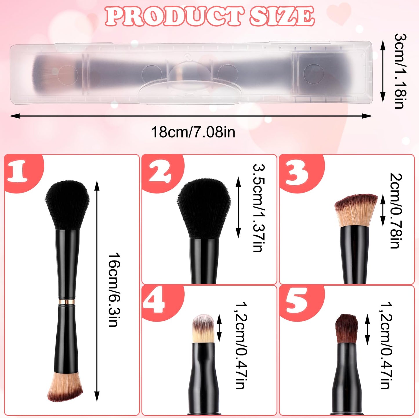 Travel Makeup Brushes with Case, 4 in 1 Makeup Brush Set, Foundation/Blush Brush, Eyeshadow Brush, Concealer Brush, Dual-Ended Makeup Brush Ideal for Foundation, Concealer, Eyeshadow