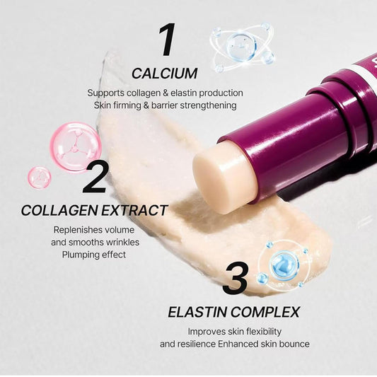 Calcium Multi Balm, Calcium Volume Multi Balm, Wrinkle Core Stick, Korean Collagen Moisturing Stick, Cream Makeup for Reduce Wrinkle, Suitable for Eyes, Neck, Face(1pcs)