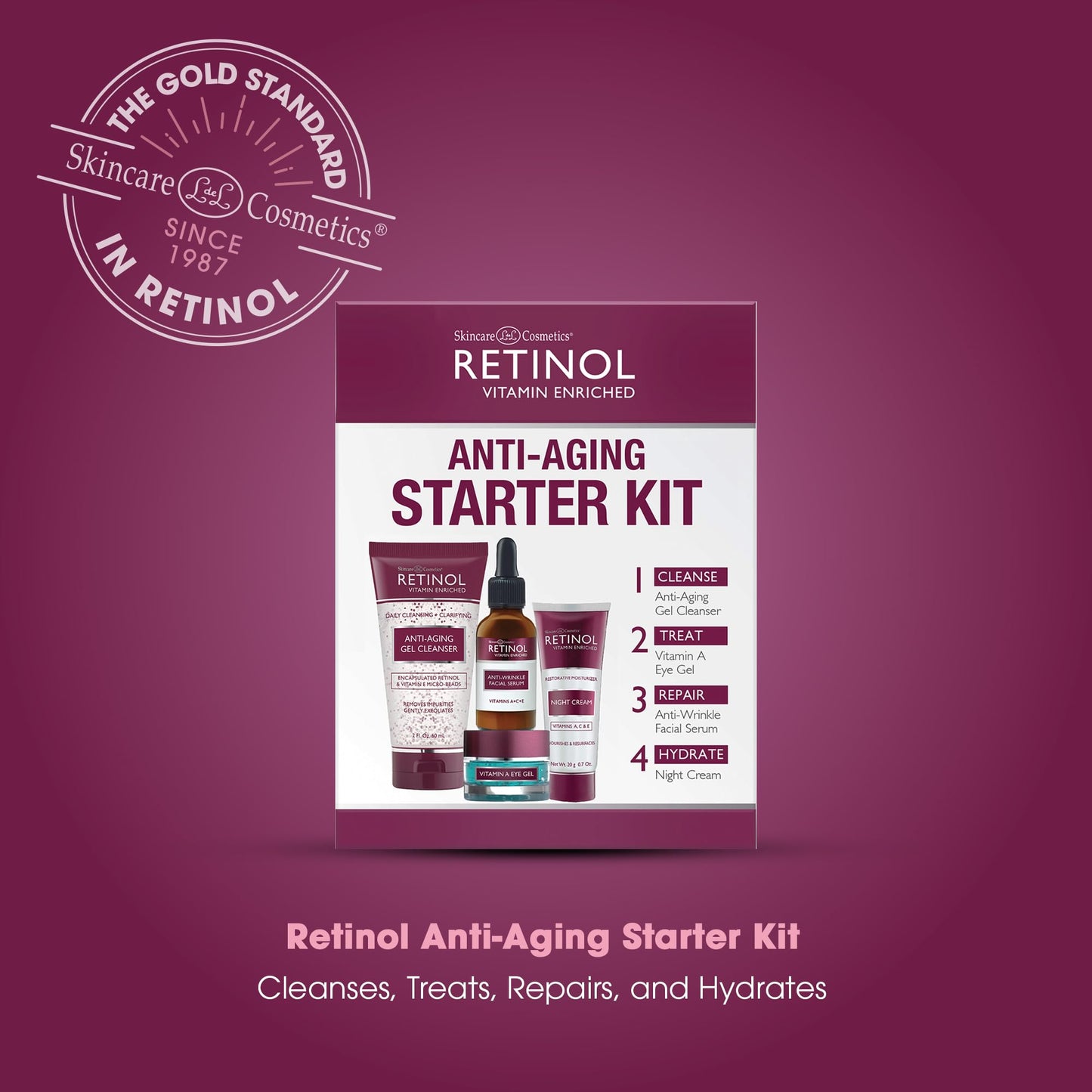 LIVAURA Retinol Anti-Aging Starter Kit – The Original Retinol For a Younger Look – [4] Conveniently Sized Products Perfect For Travel or First Time Try – Cleanse, Treat, Repair & Hydrate On-The-Go