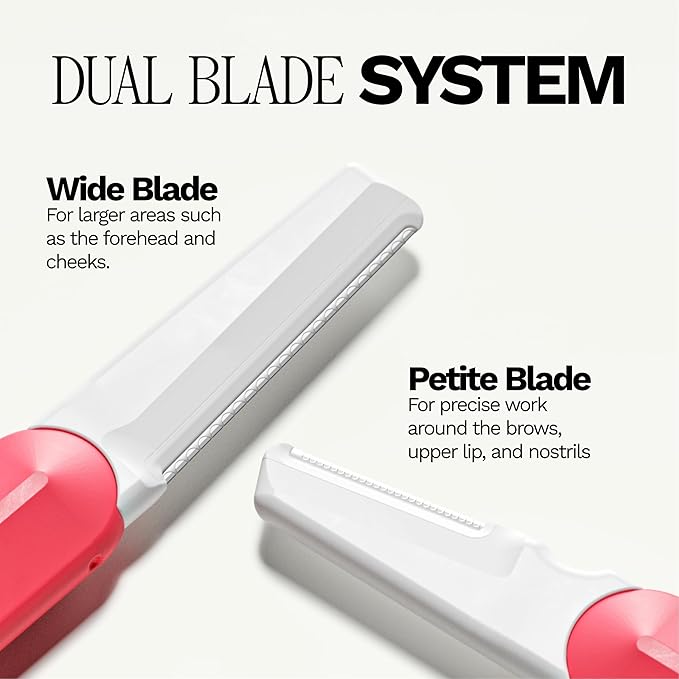 Jill Dermaplane Starter Kit for Women in Rose – Facial Razor & Exfoliating Blade Set with Pre-Shave Magic Wipe, Gentle Skin Cleanser, Glow Moisturizer & 2 Disposable Dermaplane Blades