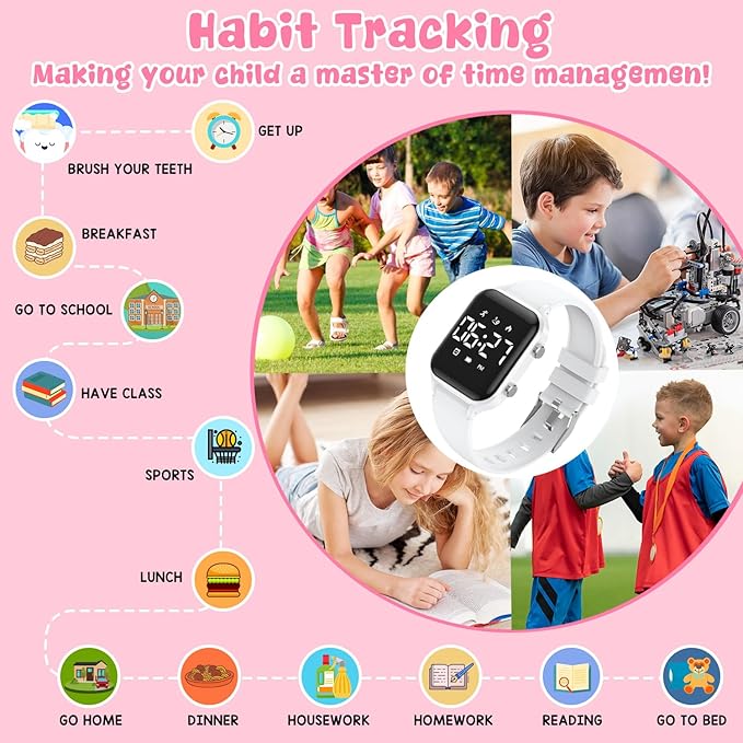 Kids Digital Watches for Boys Girls, Sports Watch with Fitness Tracker, Pedometer, Alarm Clocks, Stopwatch, No App Needed Waterproof Kids Watch, Gift for Teens Student Girls Boys Ages 5-14