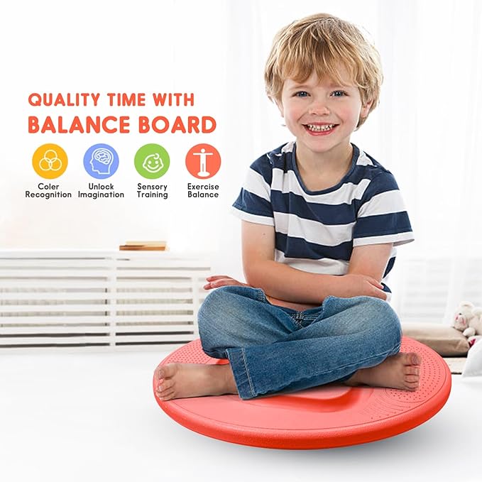 Kids Maze Balance Board - Wobble Trainer for Ski Surf Snowboard, Non-Slip Sensory Rocker Ages 3-12, Core Therapy & Skate Prep