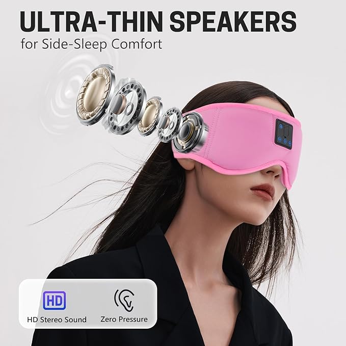 Aurya Sleep Mask with Bluetooth Headphones, 3D Eye Mask for Sleeping, 5.4 Wireless Sleeping Headphones with Ultra-Thin HD Stereo Speaker for Side Sleeper, Office Nap, Air Travel, Meditation