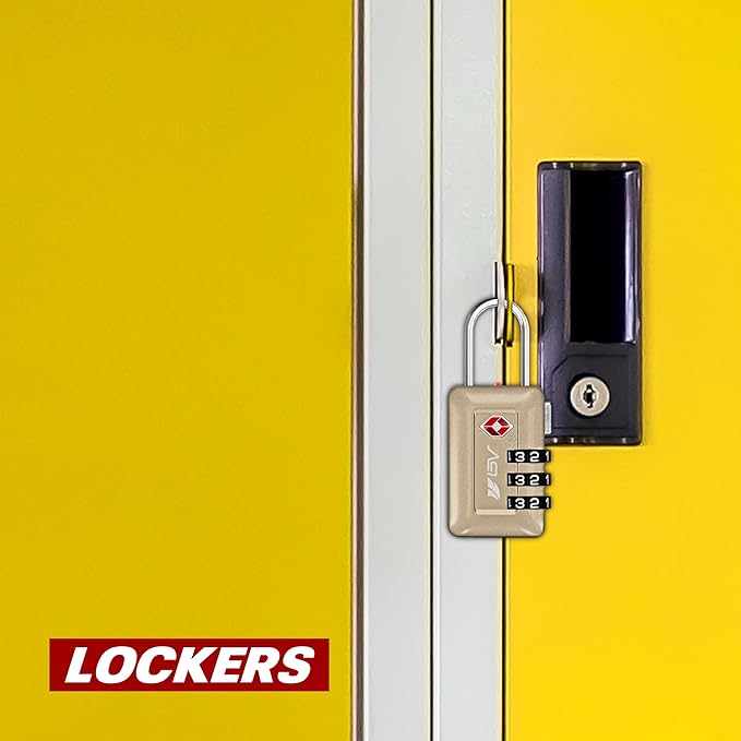 BV TSA Accepted Luggage Travel Lock, Set-Your-Own Combination Lock for School Gym Locker, Luggage Suitcase Baggage Locks, Filing Cabinets, Toolbox, Case (Champagne Gold, 2 Pack)
