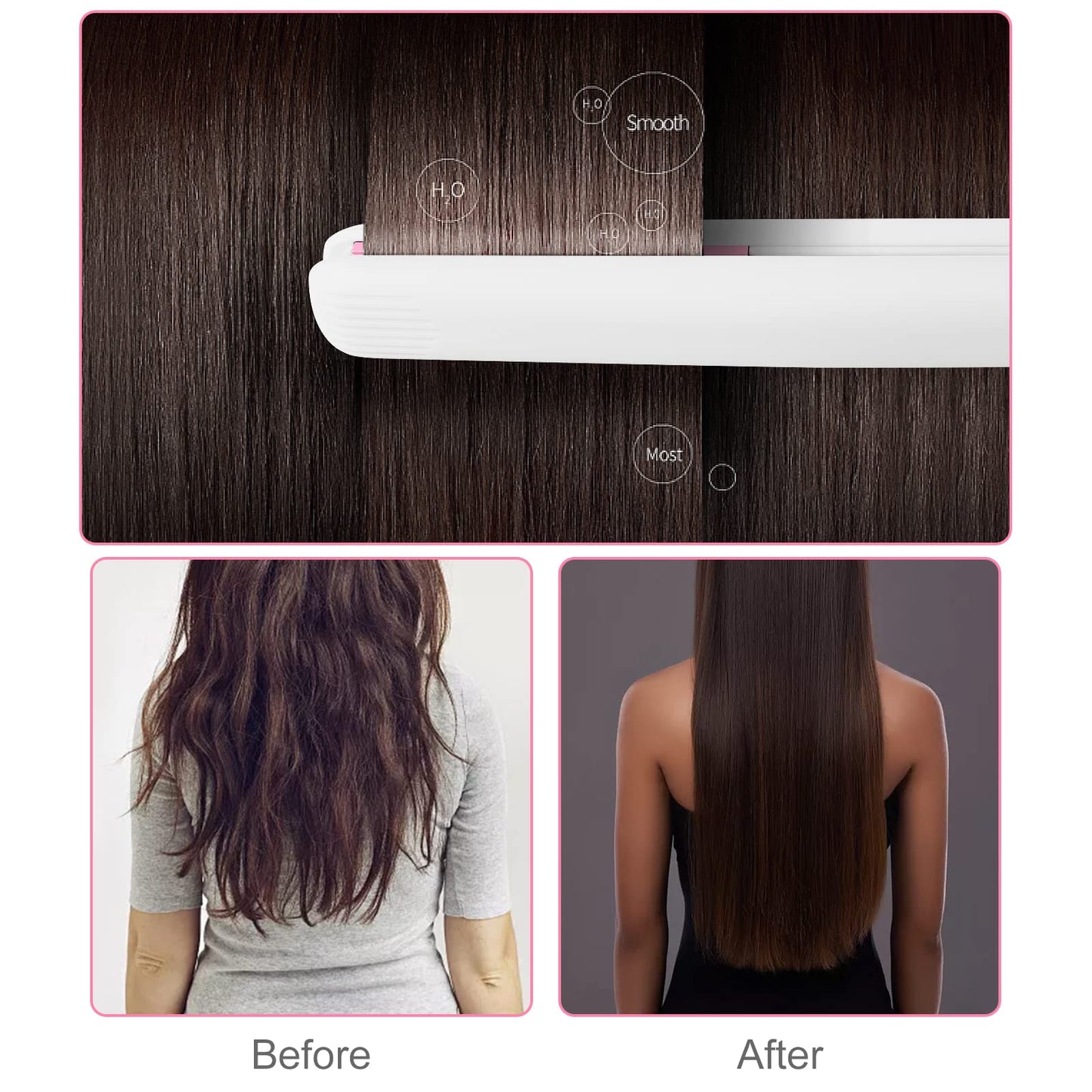 2 in 1 Mini Hair Straightener, US Plug, Ceramic Tourmaline Plate, Beauty Flat Iron Heating Curler Small Lightweight Portable Mini Flat Iron Curler for Home (White)