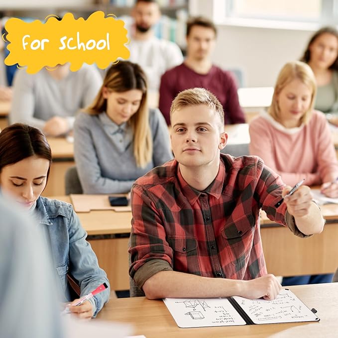 AGM Portable White Board Dry Erase Notebook, 12" x 9" Double Sided Folding Whiteboards with 3 Pens, Small Travel Dry Erase Board Skin-Friendly Material for Study, Meeting, Planning, Tuscan