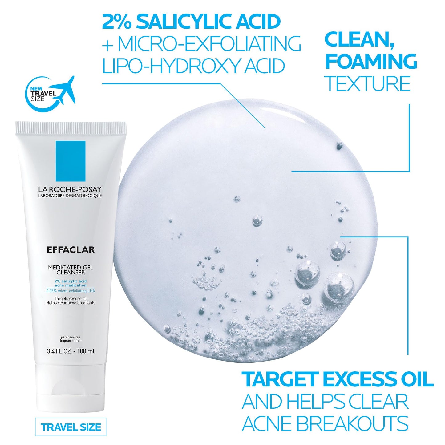 La Roche-Posay Acne Skin Care Set, Toleriane Double Repair Matte Moisturizer 75ml & Effaclar Medicated Gel Cleasner 100ml, Gel Moisturizer with Niacinamide & Acne Cleasner with Salicylic Acid