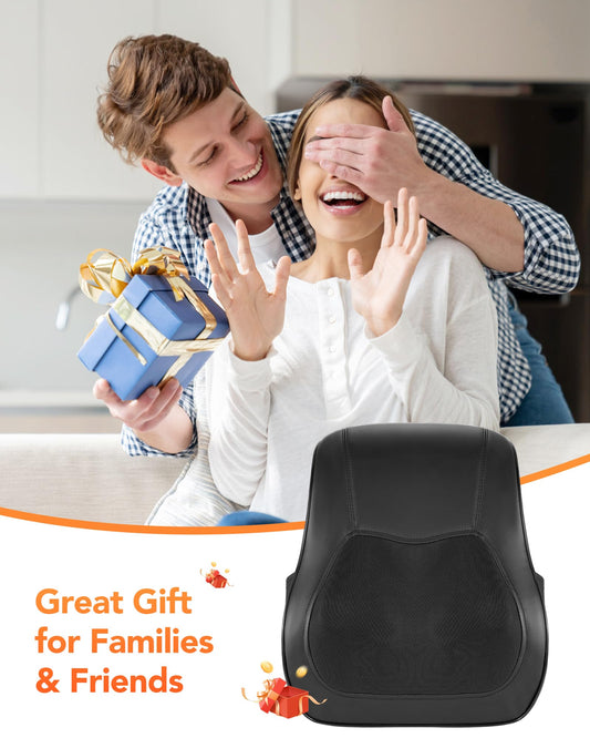 COPYJOY Back Massager with Heat, Neck Massager for Pain Relief Deep Tissue 3D Shiatsu Kneading Electric Massage Pillow for Whole Body Relaxation, Home, Car, Office Use, for Mom, Dad, Women, Men