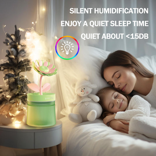 ShunChengFa Cute Mini Humidifier 320mL Cool Mist Humidifie mute with 2 Mist Modes,for Home/Nursery/Office,Portable Mini Air Moisturizer,rechargeable mini humidifier(Sunflower Purple)