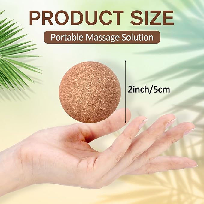 50 Pcs Cork Massage Ball 2 Inch Solid Hard Myofascial Release Yoga Ball for Back Foot Neck Pain Therapy Portable Tissue Muscle Release Tool for Home Office Travel