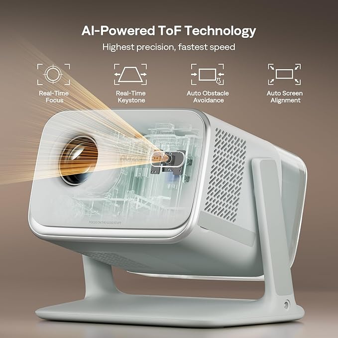 Aurzen BOOM mini Google TV 4K Supported Smart Portable Projector with WiFi and Bluetooth, Outdoor & Home Movie Projector with 20W Speakers DoIby Audio, Real-Time Focus, 500 ANSI Lumens, Green