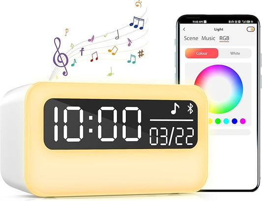 4-in-1 White Noise Sound Machine with 24 Soothing Sounds, Adjustable Night Light for Kids Adult, 4000mAh Rechargeable Bluetooth Speaker with Time Display
