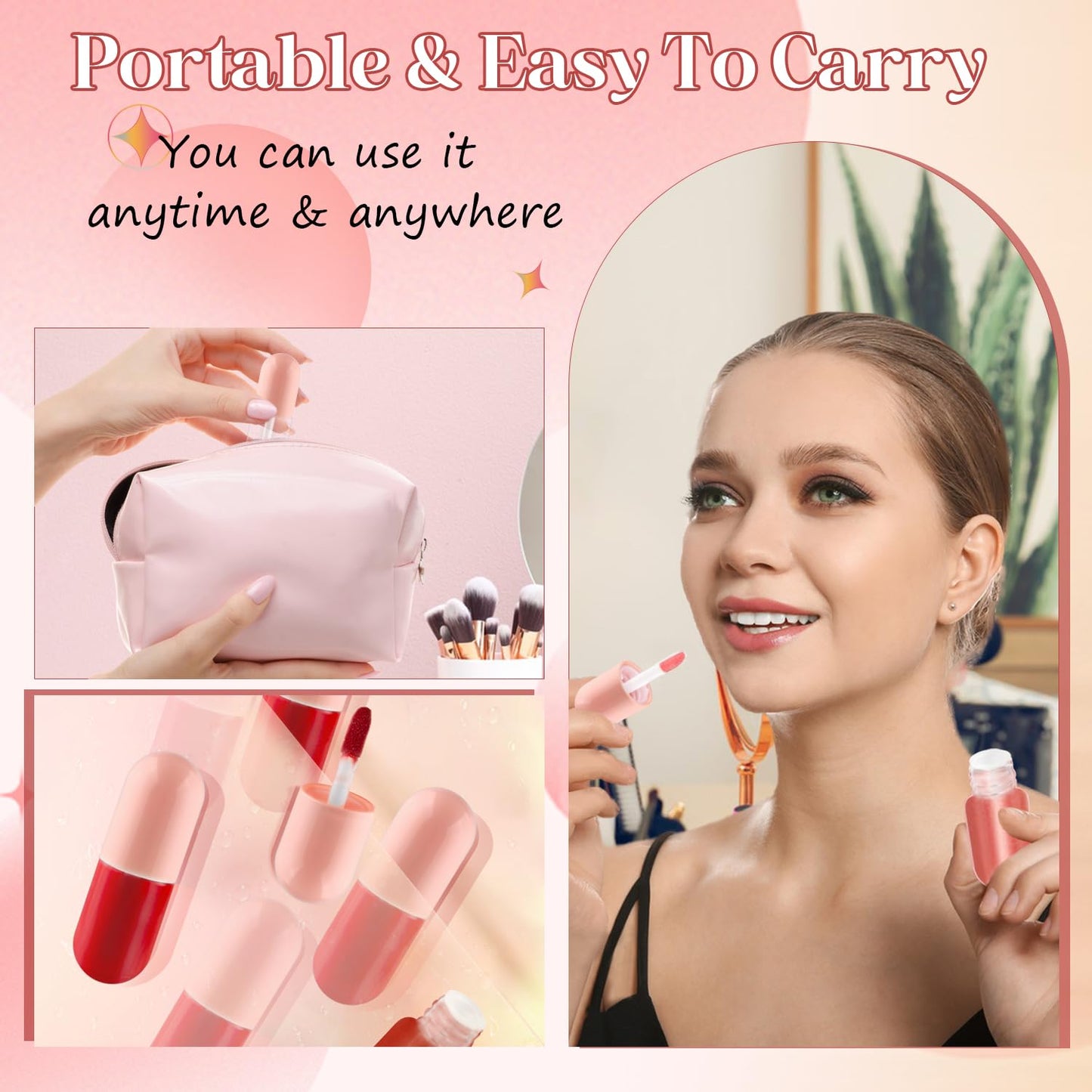 30 Pcs 5ml Lip Gloss Tubes Refillable Round Plastic Tube Vials Mini Lip Balm Bottle Container for Women Girls DIY Cosmetic Travel - Pink