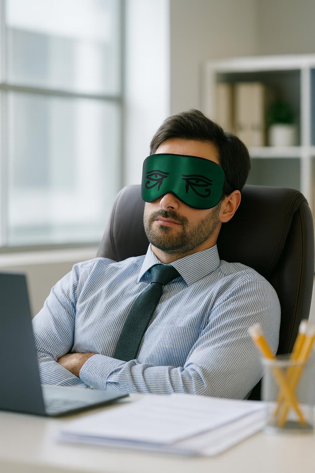 Silk Sleeping Mask Eye Cover for Men＆Women Eye Masks for Sleeping Egyptian Eye of Horus Print Adjustable Soft Blindfold with Gift Box(Emerald Green-Adjustable Strap)